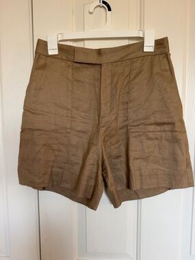 Banana Republic Tan Linen-Blend Flat Front Shorts